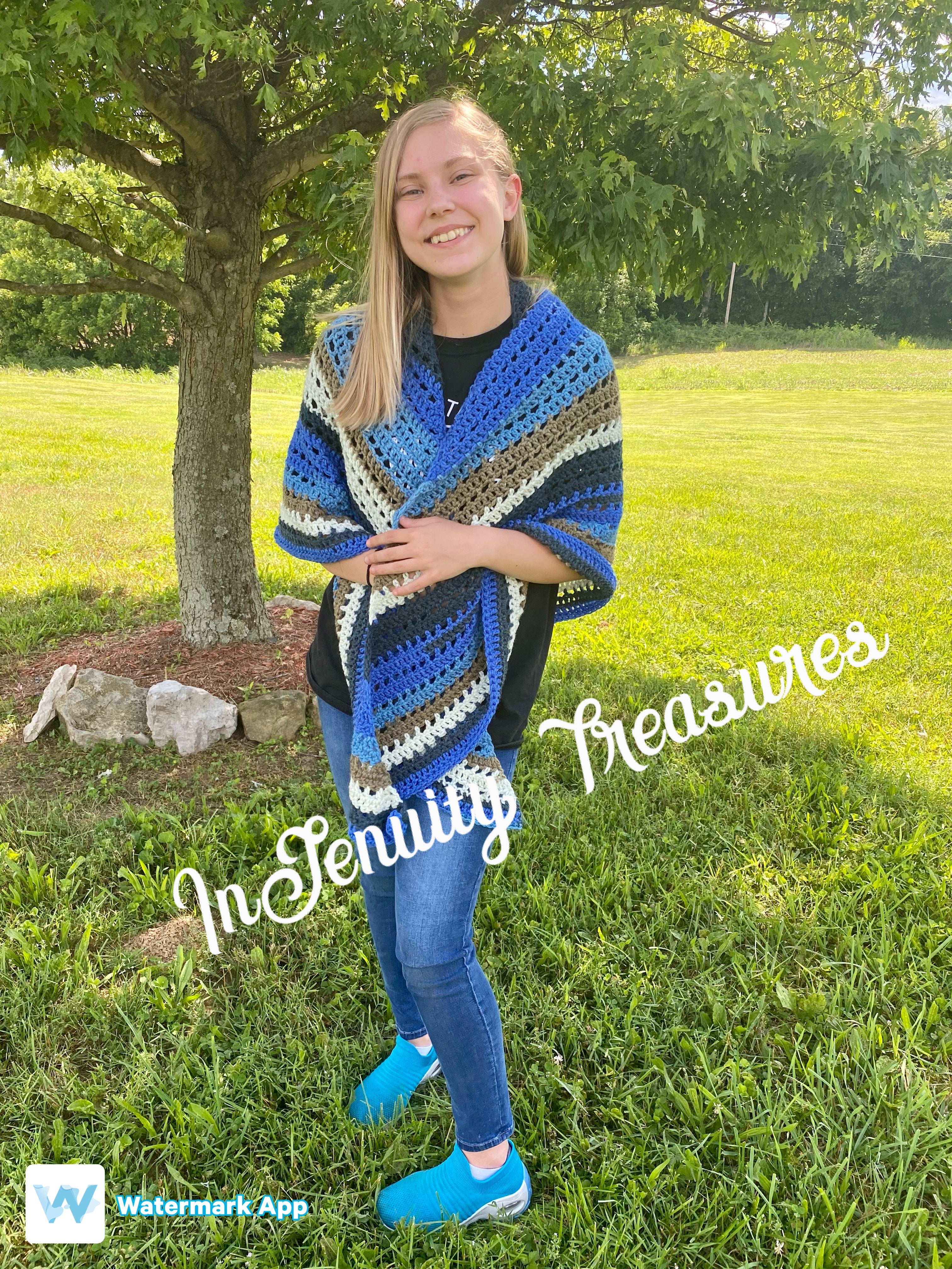 Trendy Stripes Triangle Shawl